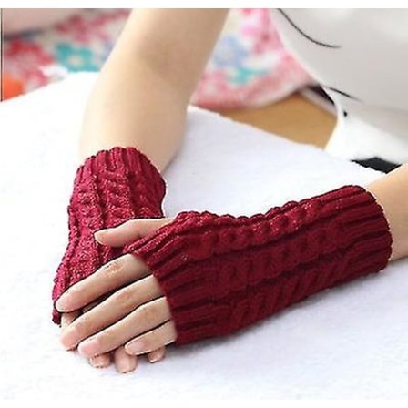 Stilful Håndvarmere Vinter Handsker Arm Hæklet Strikning Kunstig Uld Vanter Varme Fingerløse Handsker Twist Mønster Kvinder Handsker
