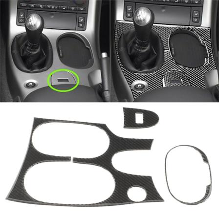3-delad mittkonsolväxelpanelöverdrag Trim Kolfiber Ersättning för Corvette C6 2005‐2013