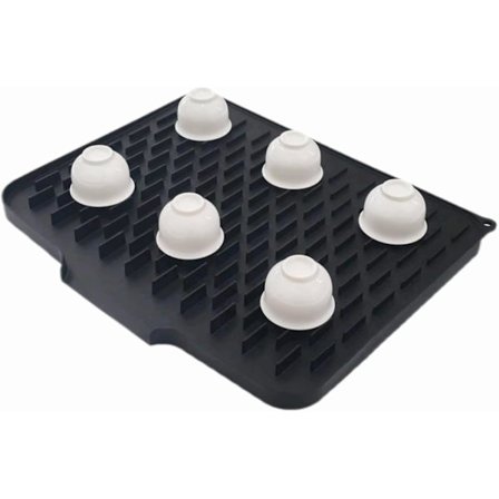 Sort 40x32 cm Silikone Opvaskemåtte til Køkkenbordplade, Vaskeskabsunderlag med Skridsikker Bagside, Køkkenbordsmåtte med Indbygget Afløb, Let at 