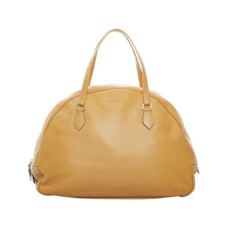 Prada Vintage, Pre-owned Leather Dome Handbag Bruin, Dames, Maat:ONE Size