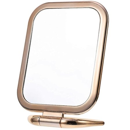 Dubbelsidig sminkspegel med förstoring och stativ Champagne