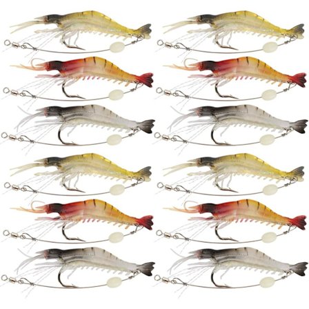 Bløde fiske lokkemad rejer lysende plastik kunstig fiske lokkemad blandet farve med krog fiskegrej