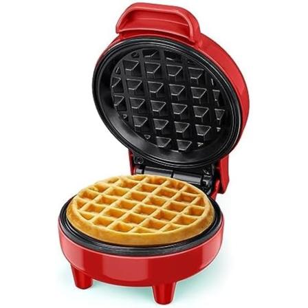 Mini Vaffelukone, Vaffelirauta, Valmiusilmaisin, Tarttumaton Pinnoite, Kylm kahva, Kompakti Koko Red