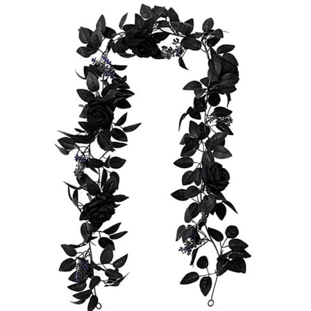 Sort Kunstig Lønneblad Girlande Hængende Sorte Efterårsblade sorte efterårsblade, kunstig blomst, silkevin, høst, taksigelse, halloween