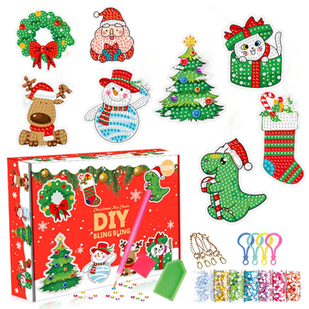 Jule DIY Nøglering Kunst og Håndværk Sæt Shine Diamant Maleri til Børn Interaktion Festartikler Tilbehør Klasseværelsesartikler