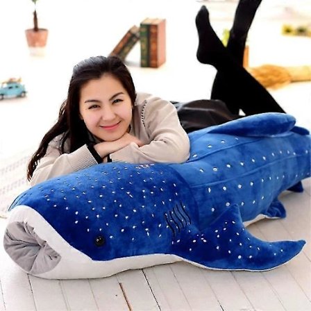 150cm Stor Myk Hai Plysjleketøy Stor Kreativ Blå Hval Fylt Myk Hai Havfisk Plysjpute Herlig Barn Babydokke Grå 75cm[CO]