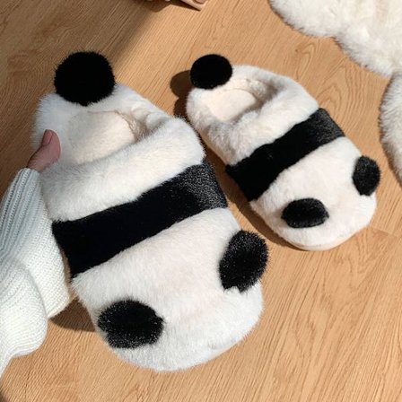 Panda-puuvillatossut naisille, talvi, söpöt, lämpimät sisätossut, pehmotossut 24,5 cm