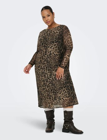 ONLY Carmakoma Carforest Life Ls Boatneck Blk Dress Jrs - Multi/patterned - 50-52