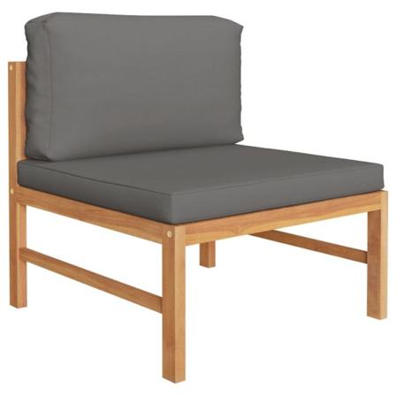 Vidaxl Loungeset För Trädgården Med Mörkgråa Dynor 3 Delar Teak Grå