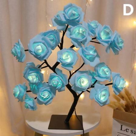 LED Bordlampe Lys Rose Flower Tree USB Night Lights Home De D