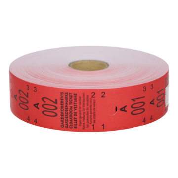 Garderobskvittering 1-500 Rød