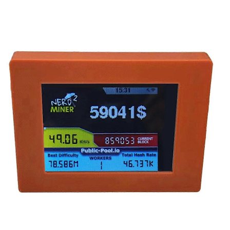 Nerdminer V2 Louhija 56KH/S 2,8 tuuman LCD-näyttö BTC Arpajaislouhija Bitcoin Solo Louhija Nerd Miner Ruskea