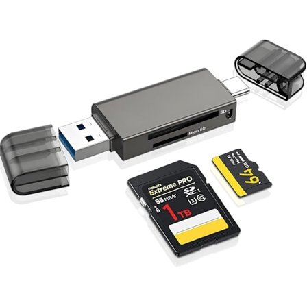 USB3.0 + USB C till SD-kortläsare iPhone Svart - SD-kortläsare 3.0 USB C-kortläsare