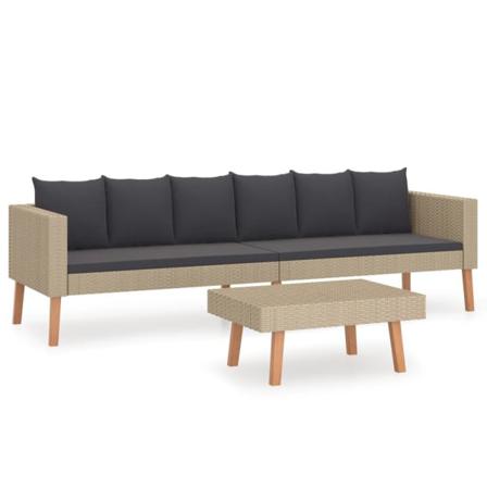 Vidaxl Loungeset För Trädgården Med Dynor 2 Delar Konstrotting B Beige