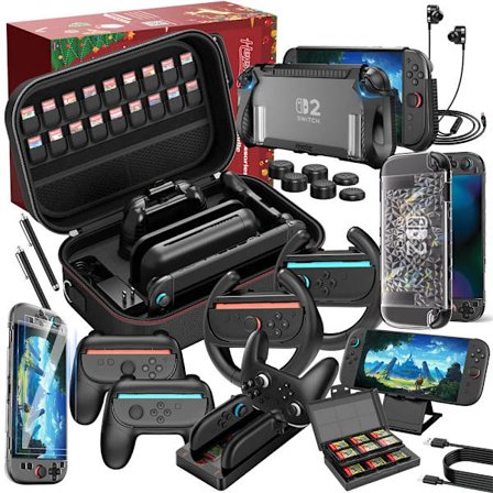 21 i 1 For Switch 2 Etui Tilbehør Gavepakke, 2025 Switch 2 EVA Pakke