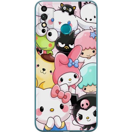 Yhteensopiva Puhelinkuori Honor 9X Lite Tiheä kuvio suloisia hahmoja, joilla on suuret silmät eri väreissä ja ilmeissä LABUBU-tekstillä