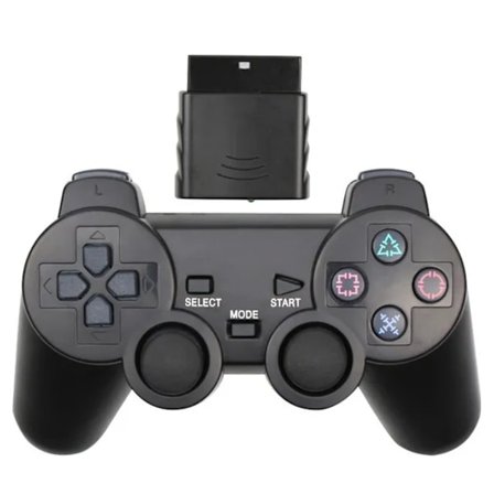 Musta läpinäkyvä värisevä langaton peliohjain Sony PS2:lle, Playstation 2 -peliohjain, PC-ohjain USB