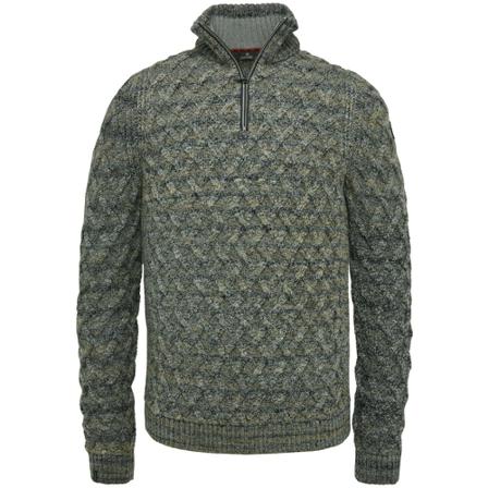 Vanguard, Vanguard Trui Knitted Half Zip Grijs Melange Groen, Heren, Maat:L,Katoen