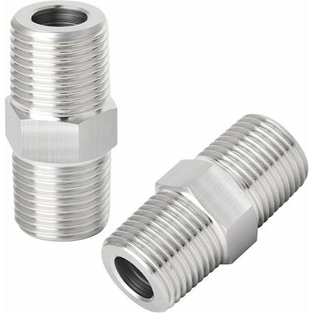 2 st 304 rostfritt stål sexkantsnippel, 1" hane till 1" hane BSP P