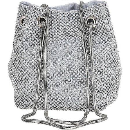 Dame Aften Taske Håndlavet Rhinestone Spand Taske Diamant Clutch Clutch Tasker Brude Skuldertasker Skuldertaske Tote Tasker til Fest Bryllup B