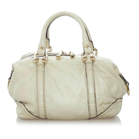 Gucci Vintage, Pre-owned Nail Leather Boston Bag Wit, Dames, Maat:ONE Size