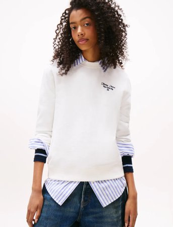 Tommy Jeans Tjw Reg Ess Logo 1 Crew Ext - White - M