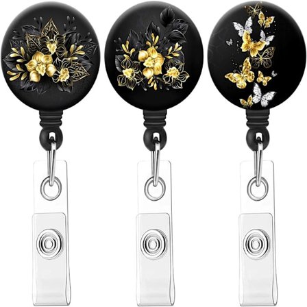 Udtrækkelig Badge Clip Black Flower Badge Clip Nursing Badge