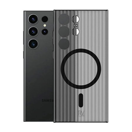 Samsung Galaxy S23 Ultra Mobilskal Korrugerad med Magnet Rvelon - Grå