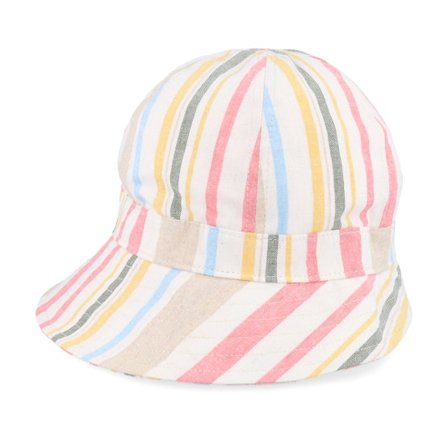 Seeberger - Bianco Cappello - Cotton Mix Cap In Multistripe Design Linen/Coral Cloche @ Hatstore