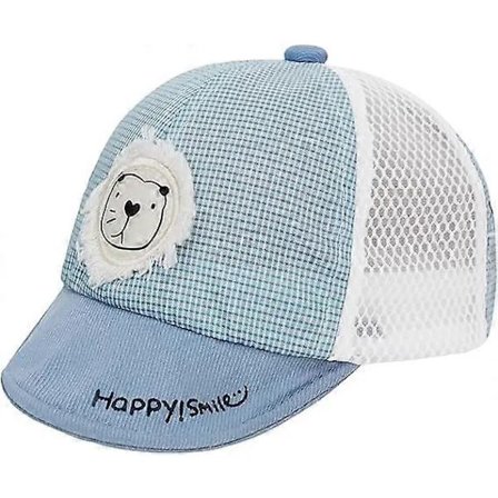 Babies Härlig Tecknad Keps Småbarn Andningsbara Bomullsnät Solhattar Skärm Kepsar Blå