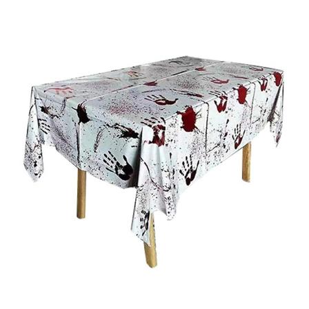 Halloween-pöytäliina kallolla, mustalla linnallla ja verellä - pöydän koriste