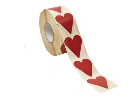 HEDLUNDS OF SWEDEN Etikett hjärta röd 40x48mm 1000/rl - Lyreco - Emballage och lagerutrustning - Presentinslagning - Presentetiketter