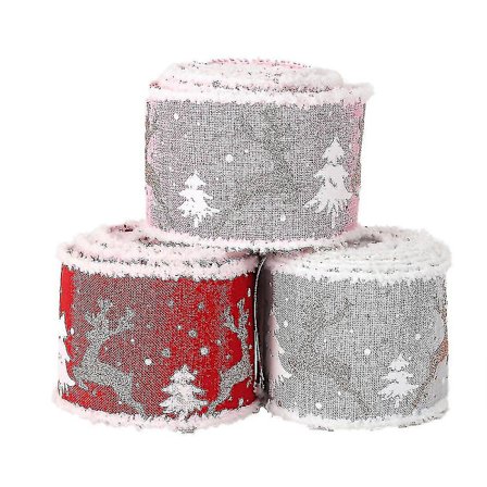 Bredt julebånd, gaveinnpakningstilbehør, trådbundet bånd til gaveinnpakning, brede bånd og pynt til julekake, juletre, kranser, kort, dekorasjon