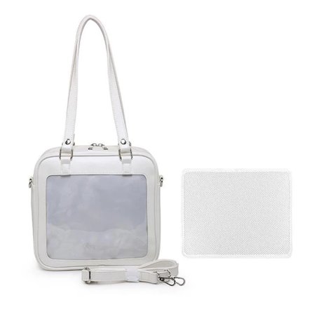 Mode Kvinnor Ita Ryggsäckar 2023 Trendig Casual Solid PU Japansk Stil Studenter Axelväskor Transparent DIY Bolso Mujer~01933
