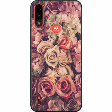 Motorola Moto E7i Power Svart Skal Blommor