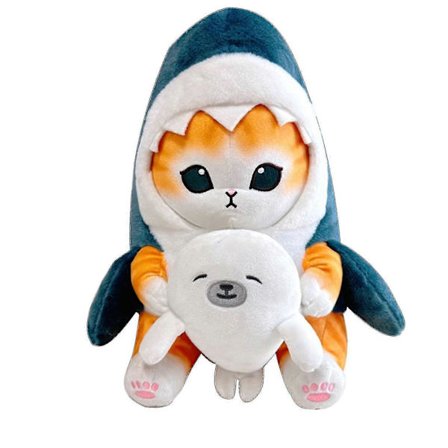 Højkvalitets Kawaii Mofusand Anime Hobby Tempura Friturestegt Reje Haj Kat Tegneserie Sød Plysdukke Vedhæng Taske Vedhæng Gave Til Kæreste 7.9in toy 