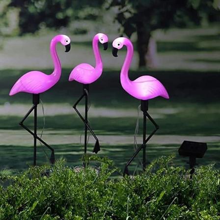 3 stk Solcelledrevne Flamingo Hagelys Utendørs Sti IP65