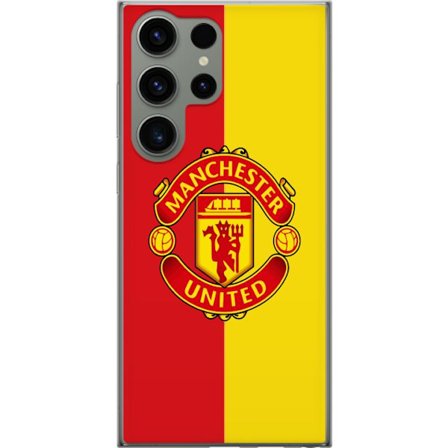 Kompatibel Mobilcover til Samsung Galaxy S23 Ultra Manchester United-emblem på rød og gul baggrund ikonisk klubmotiv perfekt til fodboldfans, der el