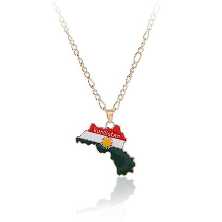 Unisex Kurdistan Kort Flag Vedhæng Halskæde Til Kvinder Mænd Choker Nøglering Gave