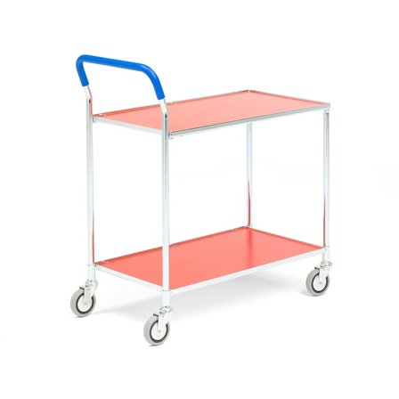 Shelf trolley PUSH, 100 kg load, 760x430x960 mm, red