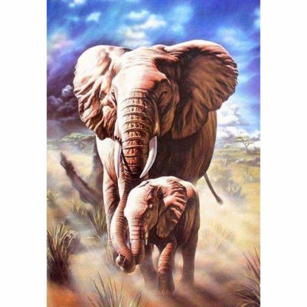 Full 5d Diy Diamond Painting Cross Stitch Steppe Elephant Rhines Som På Bilden 1 25x35cm
