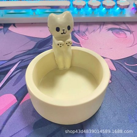 Katt BBQ Ljusstake Söt Ljusstake Ljusstakedesign Dekorativ Prydnad Hem Gård Harts Hantverk Prydnad