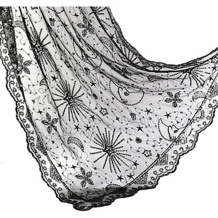 Paljettitähdet Kuut Huivit ja hartiahuivit iltapukuihin, Naisten kimaltelevat läpikuultavat mesh-häähuivit iltajuhliin Musta