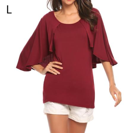 Dam T-shirt Volanger Rund Halsad Kortärmad Casual Blus Topp,