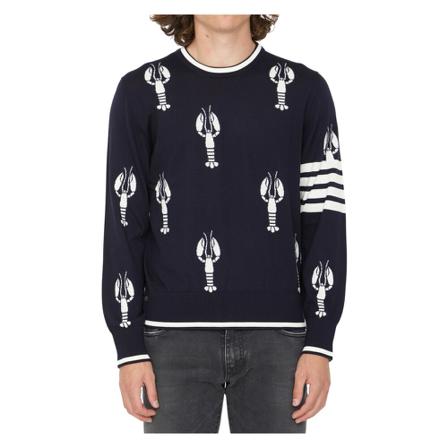 Thom Browne Strik Mka417A Y1014 Blå, Herre Strik