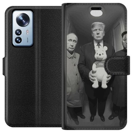 Yhteensopiva Lompakkokotelo Xiaomi Xiaomi 12 Pro Mustavalkoinen taideteos surrealistisella poliittisella symboliikalla ja odottamattomalla kontrastill