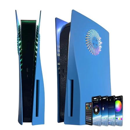 Skal med køleventiler med RGB lysstrimmel 400+ effekter LED lysring Konsolcover til PlayStation 5 Disc Edition Star Blue suffered