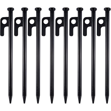 8 stk kraftige teltplugger, teltplugger, metallplugger, 20 cm høye smijern campingteltstenger med krok og hull for camping, campingtelt, hage