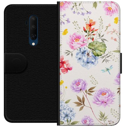 Kompatibel Tegnebogsetui til OnePlus OnePlus 7T Pro Blomstret mønster med håndmalede blomster, sommerfugle og insekter i romantisk skandinavisk stil