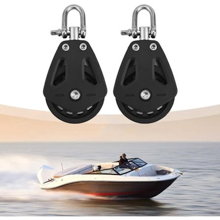 2 kraftige nylon remskiveblokke, enkelt remskive - 460 kg belastningskapacitet, 10 mm reb